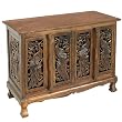 Handmade Asian Furniture - 39" Exotic Peacocks Storage Cabinet / Sideboard Buffet - Rich Dark Finish