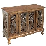 EXP Handmade Furniture - 39" Exotic Peacocks Storage Cabinet / Sideboard Buffet - Rich Dark Finish