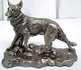 German Shepherd Bronze Finish Statue Figure Decor