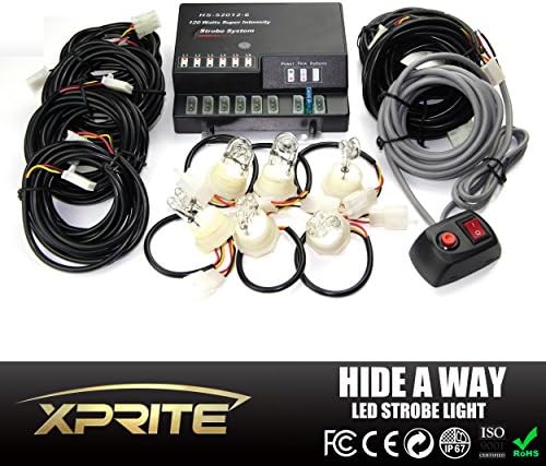 Xtreme® 120W 6 White HID Bulbs Hide-A-Way Emergency Hazard Warning Strobe Lights