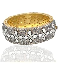 925 Sterling Silver Gold Plated Vermeil Bangle Bracelet Free Size Jewelry Cz Handmade Designs