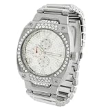 Geneva Platinum CZ Chronograph Mens Link Watch