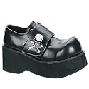 DANK-108 3 1/4" Velcro Strap Skull P/F Blk Pu Shoe