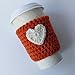 Pumpkin Spice Latte Cozy, Crochet Coffee Sleeve, Heart Coffee Cozy, Latte Cozy, Pumpkin Cup Cozy