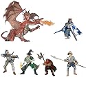 Papo Dragon Battle Set: 2-Headed Red Dragon, Dragon King, Sorcerer, King of Dwarfs, Conquistador Knight, Crossbowman Knight