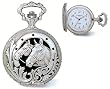 Pocket Watch - Silver Finish Horse Head White Dial Black Numerals Pocket Watch