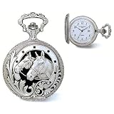 Pocket Watch - Silver Finish Horse Head White Dial Black Numerals Pocket Watch by Goldfinger