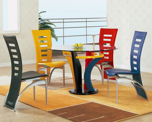 Global Furniture Prime Round Glass Top Multi Color Dining Table On Sale