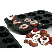 WellBake Mini Donut, Canape & Savarin Mold - 2 PACK. Heavy Duty Nonstick Silicone Bakeware + 10 Year Guarantee