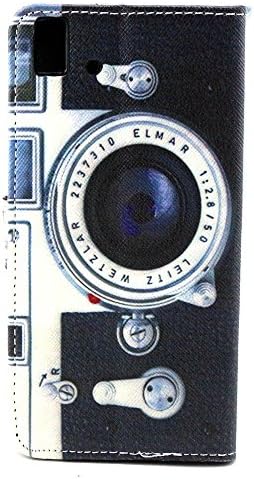 BQ Aquaris E5 Case,BQ Aquaris E5 Wallet Case,MANBO**New**Fashion Leather Folio Magnet Wallet[Built-in Credit Card Slots]Flip Case Cover For BQ Aquaris E5 HD Ubuntu Edition[Retro Camera]