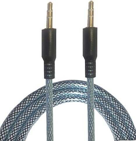 CablesFrLess brand 3.5mm Metallic Veins Style AUX (Auxiliary) for streaming audio to Car Stereos from Smartphones (Blue)