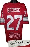 Eddie George Autographed Jersey - Ohio State Buckeyes Red Custom HT 95 w Embroidered Stats - Autographed NFL Jerseys