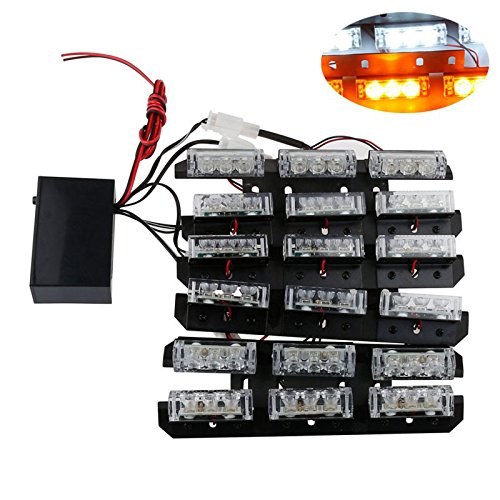 Orion Motor Tech 54 LED White & Amber Automotive Emergency Warning Strobe Lights Bars Deck Dash Grill