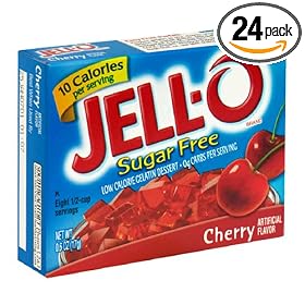 Kraft Jell-O Sugar-Free Gelatin Dessert, Cherry, 0.6-Ounce Boxes (Pack of 24)