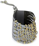 Accessories & Beyond Silver Leather Cuff With Railroad Gold-Tone Chain Accessories & Beyond Silver Leather Cuff With Railroad Gold-Tone Chain