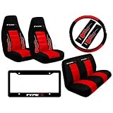8 Piece Type X Auto Interior Racing Set - Universal Fit High Back Bucket Seat Covers... 
