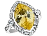 CRISLU Fancy Cut Pave Ring in Sterling Silver with Yellow and White 4.5 Carat (ctw) Cz