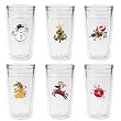Whimsical Christmas 12 oz Slimline Insulated Beverage Tumbler Set, Clear (6 designs)