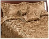 Floral Leaf 7 Piece Jacquard King Comforter Set, Gold