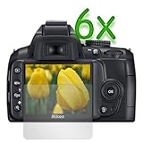 GTMax 6 Pcs LCD Clear Screen Protector for Nikon D3000,D3100