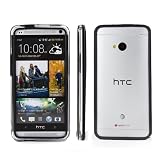 GMYLE (TM) Black Rubberized Plastic Flexible Protective Bumper Case for HTC One M7