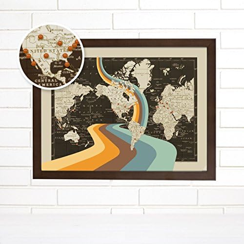 Vintage Map Wall Art, Not All Who Wander Are Lost, Push Pin Travel Map
