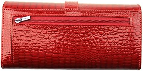 OULINBEIN Women And Girl Red Genuine Leather Wallet Purse Clutch