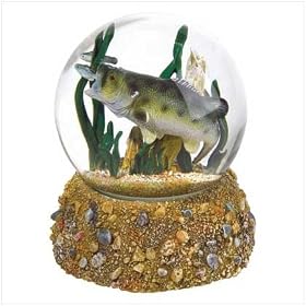 TROPHY BASS FISHING WATERBALL GLASS FISH WATER GLOBE