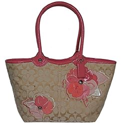 Coach Signature Bleecker Flower Floral Applique Shopper Bag Tote 16276