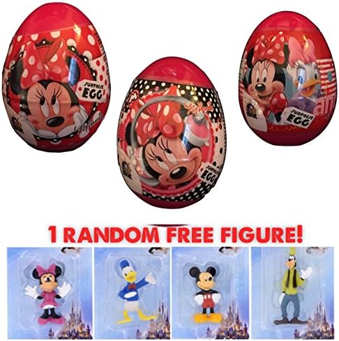 New 3 Minnie Mouse plastic Eggs Party Favors For Boys & Girls with BONUS 1 FREE FIGURE!