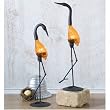 Flamingo LED Battery Operated Tealight Candle Holder Glass & Metal 2 piece set-Orange