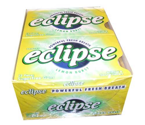 Eclipse Lemon Burst Gum, 12-12 Piece Packs -(144 Pieces Per Box!)