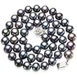 Enhanced Black 9-10mm AA Cultured Pearl Strand Platinum Overlay Sterling Silver Rose Clasp Choker Necklace 16" (L1S3R2) Enhanced Black 9-10mm AA Cultured Pearl Strand Platinum Overlay Sterling Silver Rose Clasp Choker Necklace 16" (L1S3R2)