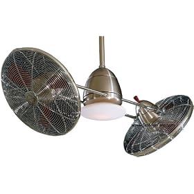 Minka-Aire Fans F602-BN/CH 42" Gyro Double Brushed Nickel Ceiling Fan w/ Light, Wall Ctrl & Blades