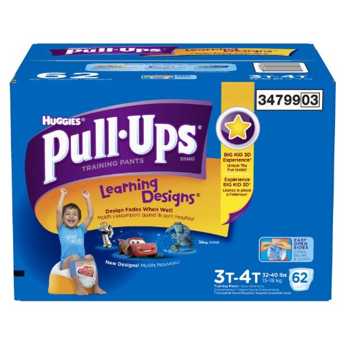 Huggies Pull-Ups Learning Designs Training Pants for Boys, Giga Pack, Size 3T-4T, 62 Count