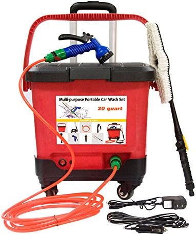 Cleansher 12 volt Portable Movable Electric Pressure Washer Power Washer Washing for Car Vehicle Wash with 16.9 FT Hose Reel, 20 Quarts