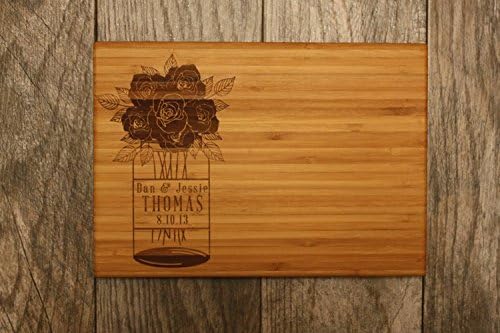 Personalized Wedding Gift - Mason Jar Cutting Board - Personalized Cutting Board Wedding - Anniversary Gift