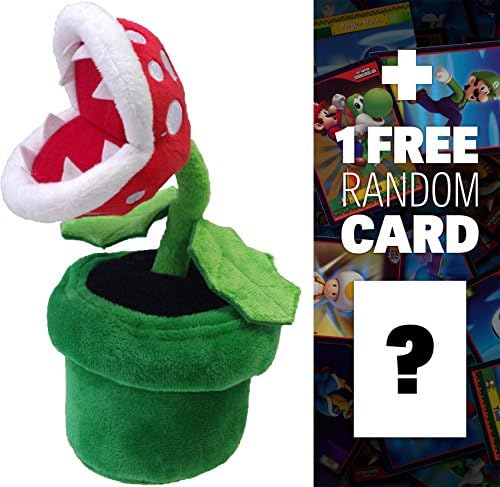 Piranha Plant: ~8" Super Mario Bros Mini-Plush + 1 FREE Official Super Mario Bros Fun Card Bundle