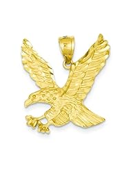 14K Gold Flying Eagle Charm Bird Jewelry Pendant