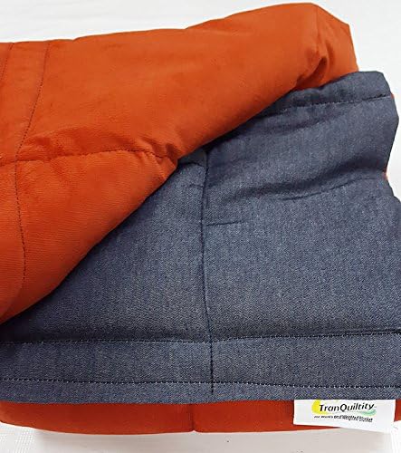 Denim &amp; Red Corduroy Weighted Sensory Blanket-10lb 42x54