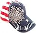 Womens Olive & Pique American Flag Patriotic Rhinestone Flower Cap