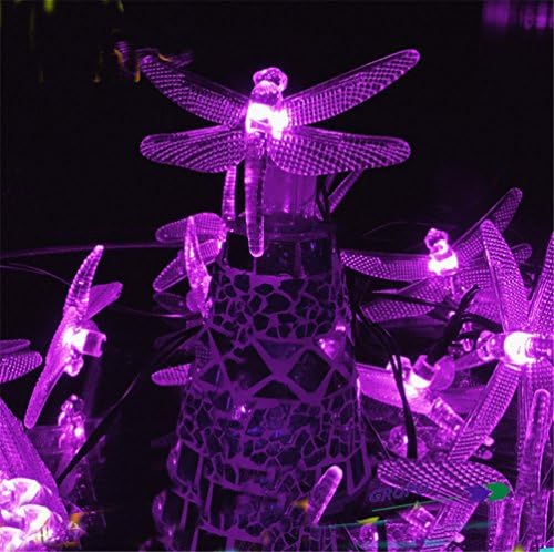 HOMEAN Outdoor Solar String Lights with dragonflies,30LED Fairy Lighting for Christmas Trees, Garden, Patio, Wedding, Party and Holiday Decorations
