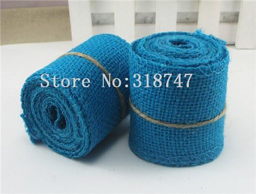 6cm multi colors options Natural Jute Ribbon Rustic DIY Decoration Craft 2m/roll , Blue