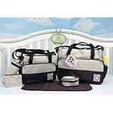 SoHo- Brown Diaper bag with changing pad 6 pieces set