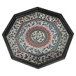 Handmade Octagonal Decorative Black Lacquer Platter / Tray Intricately Hand-etched Design (Thailand)