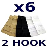 Bra Strap Extenders x6 - 2 HOOK - (2xBlack, 2xWhite, 2xNude).  Don't Throw Away That Tight BRA!