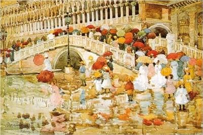 Umbrellas in the Rain Venice art print by Maurice Prendergast 