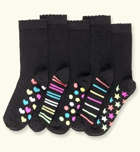 5 Pairs of Older Girls' Cotton Rich Assorted Socks