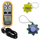 HQRP Compact Digital Anemometer Mini Weather Station Wind Meter & Thermometer plus HQRP UV Chain / UV Radiation Health Tester