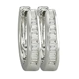 14K White Gold 1/4 ct. Baguette Cut Diamond Hoop Earrings